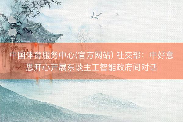 中国体育服务中心(官方网站) 社交部：中好意思开心开展东谈主工智能政府间对话