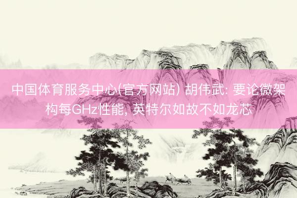 中国体育服务中心(官方网站) 胡伟武: 要论微架构每GHz性能， 英特尔如故不如龙芯