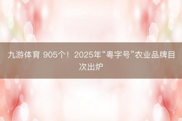 九游体育 905个!2025年“粤字号”农业品牌目次出炉